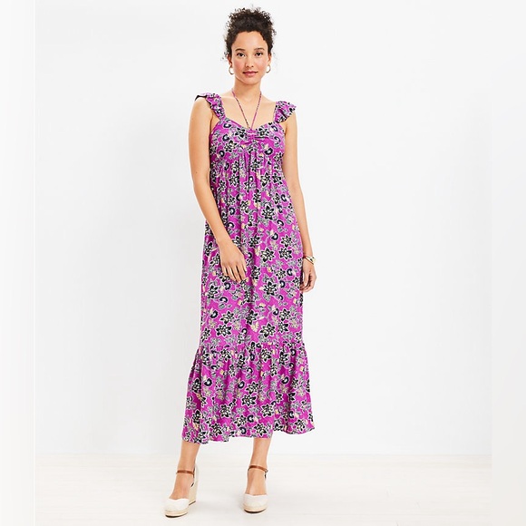 LOFT Pink Floral Maxi Dress - Picture 1 of 7